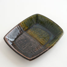 Load image into Gallery viewer, くし目 長角皿掛分 大 / 袖師窯