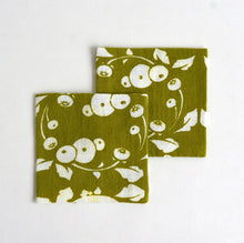 画像をギャラリービューアに読み込む, 木綿のコースター 9*9 (Pot mum; オリーブグリーン)/ 神山結子