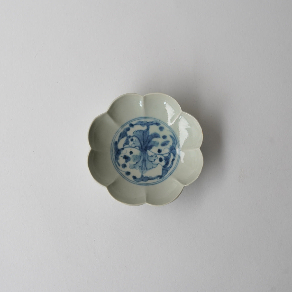 常滑焼　常石窯　中村勝明作　絵唐津写　草文　深向付　五客　共箱　V　R4998B 常滑焼 常石窯 中村勝明作 絵唐津写 草文 深向付 五