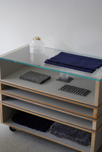 画像をギャラリービューアに読み込む, カシミヤストール あじろ 青茶A / 高見由香
